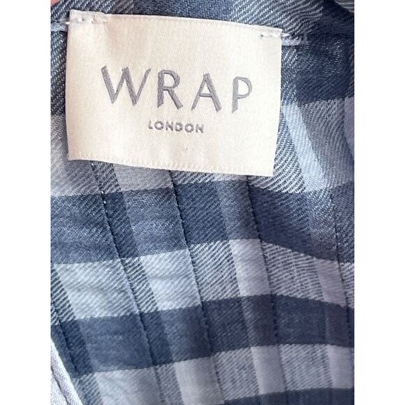 Wrap London Womens Blouse Top Size 14 Blue Check Pleated Tunic Balloon Sleeve - Picture 9 of 9